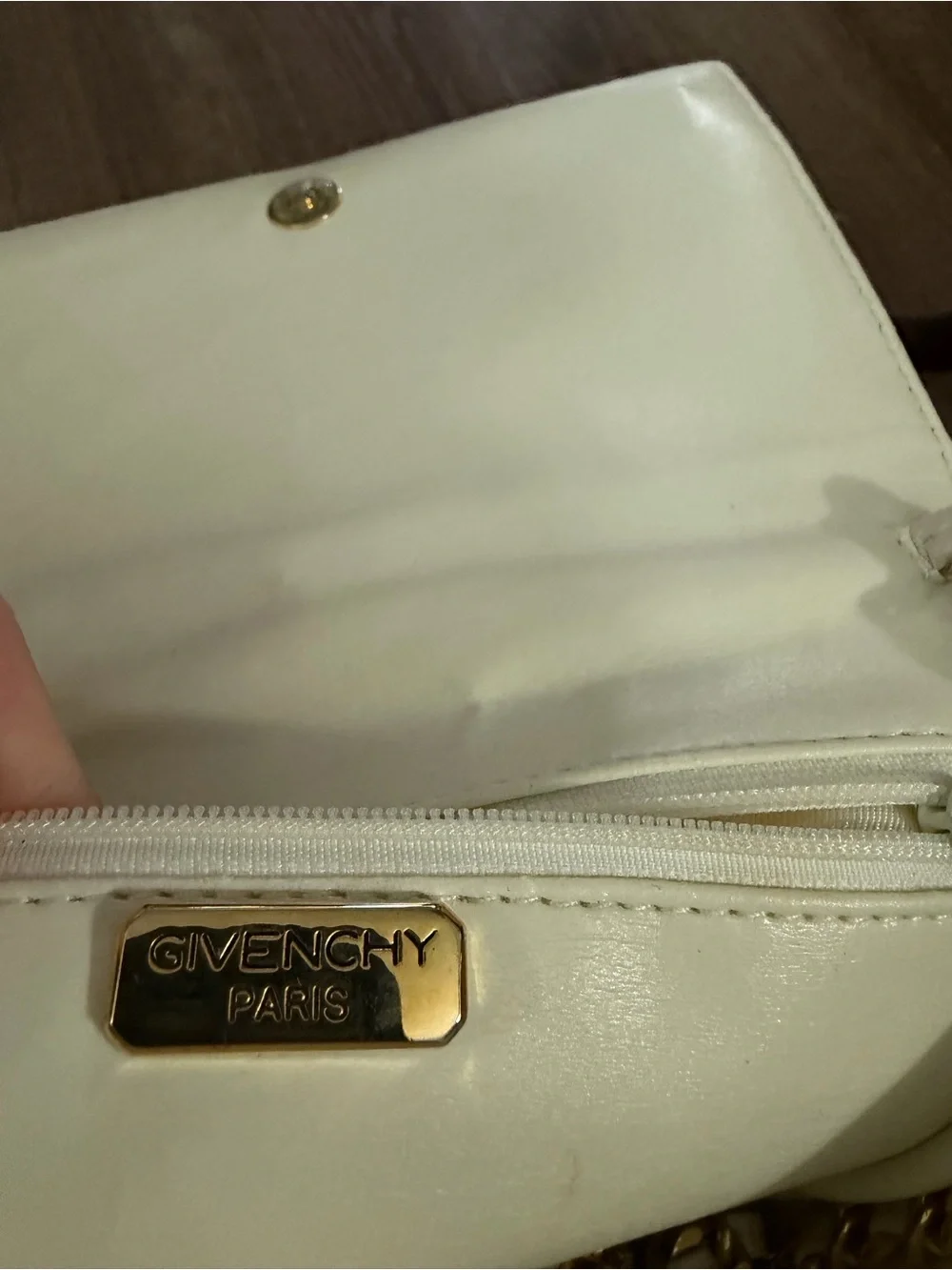 Givenchy Quilted Cream Leather Fold-Over Clutch with Gold Square Logo